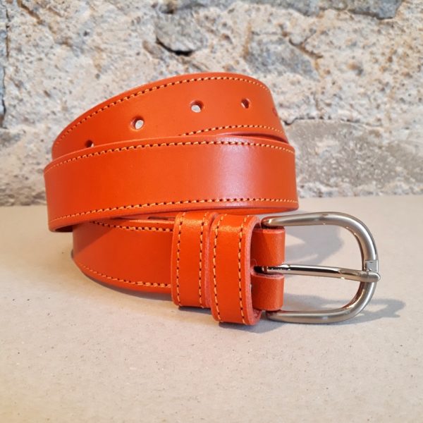 ceinture en cuir orange 30 mm-3